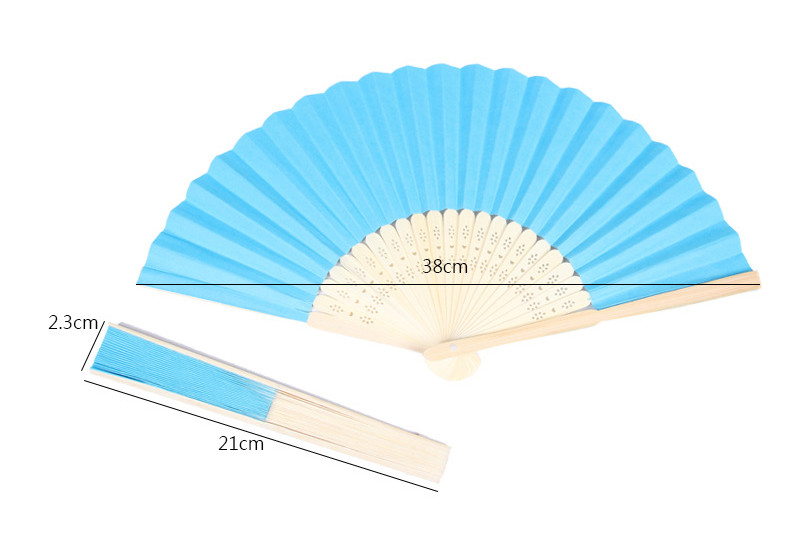 Plain Color Folding Hand Fans With Natural Bamboo Ribs / Wedding Favour Fans