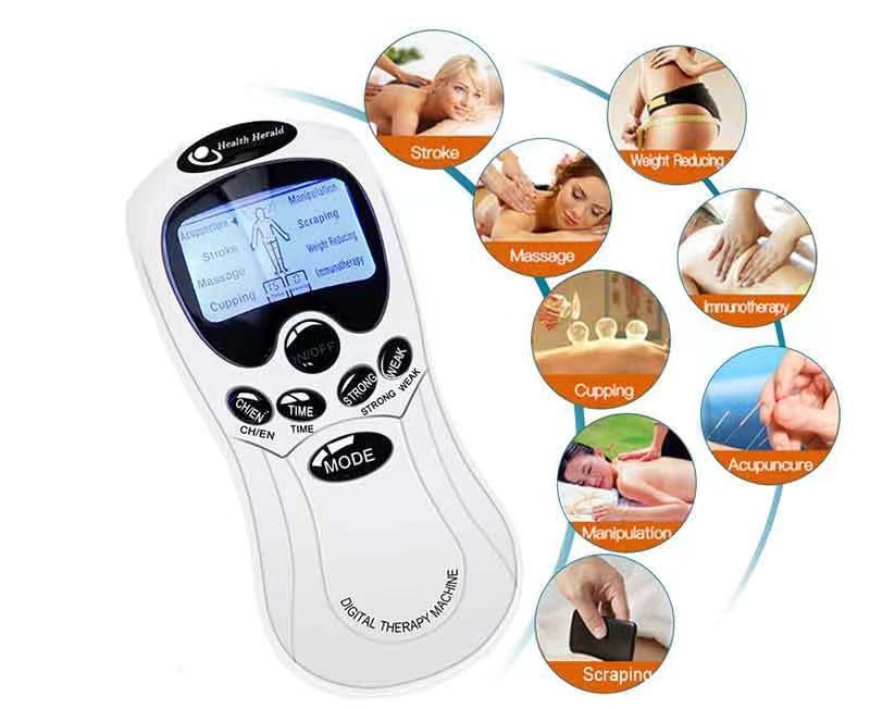 Dual Output Electric Therapy Massager Lightweight EMS Muscle Stimulator TENS Unit