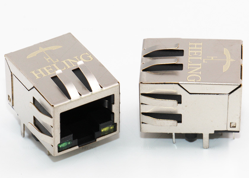 Side Entry Female RJ 45 Network Jack Halogen - Free Phosphor Bronze Material PBT Housing
