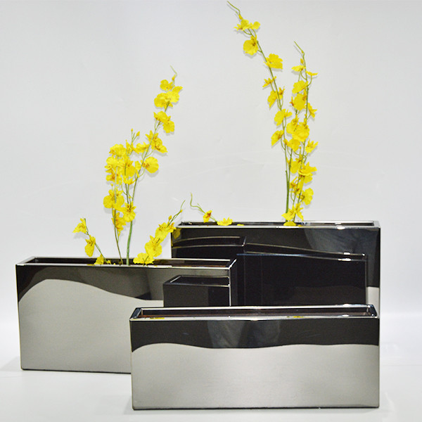 Outdoor Stainless Steel Flowerpot Brushed Garden Flower Pots Anti Wear