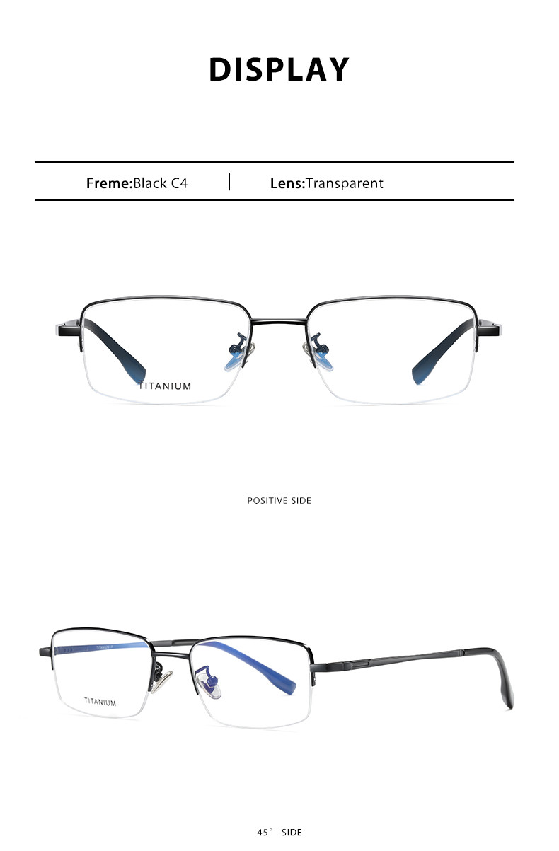 Optical Titanium Metal Glasses Flexible , Men Women Half Rim Glasses
