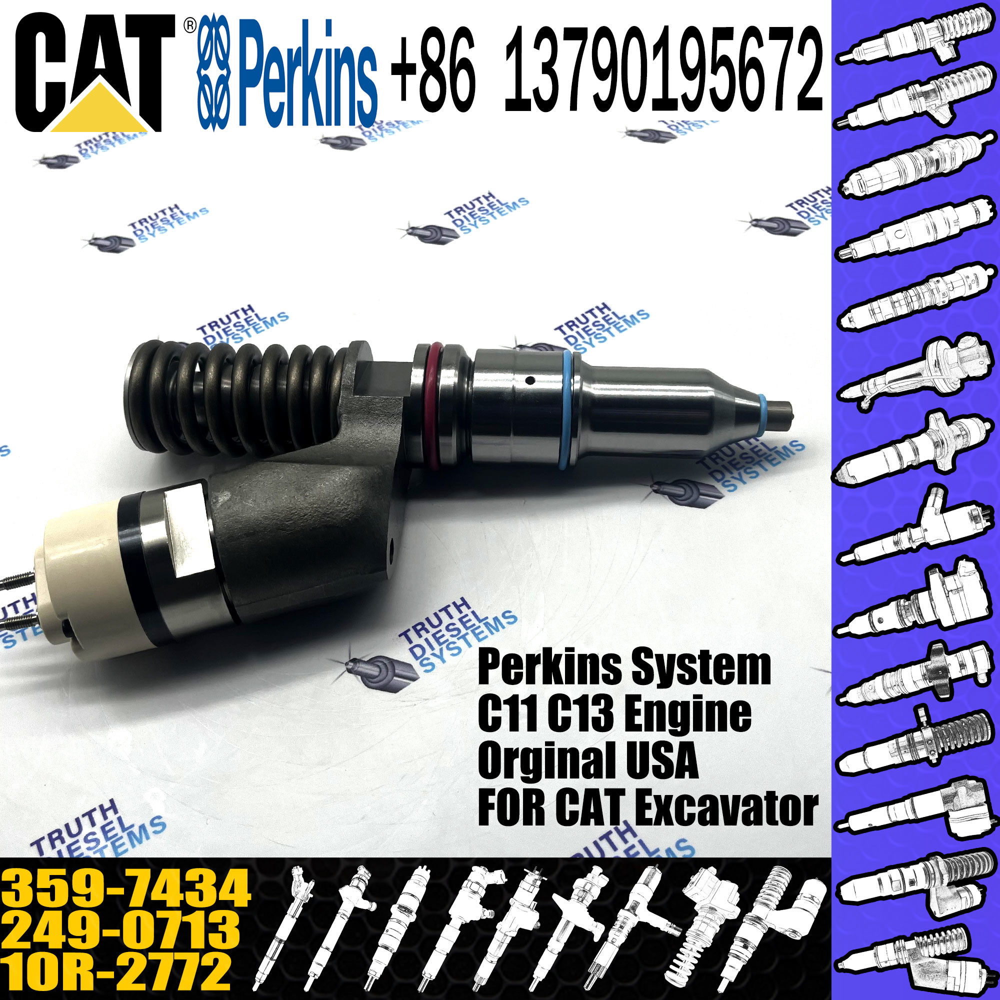 Oem Fuel Injectors 253-0618 10R-2772 249-0713 359-7434 374-0750 For Caterpillar C15 C18 C32 Engine