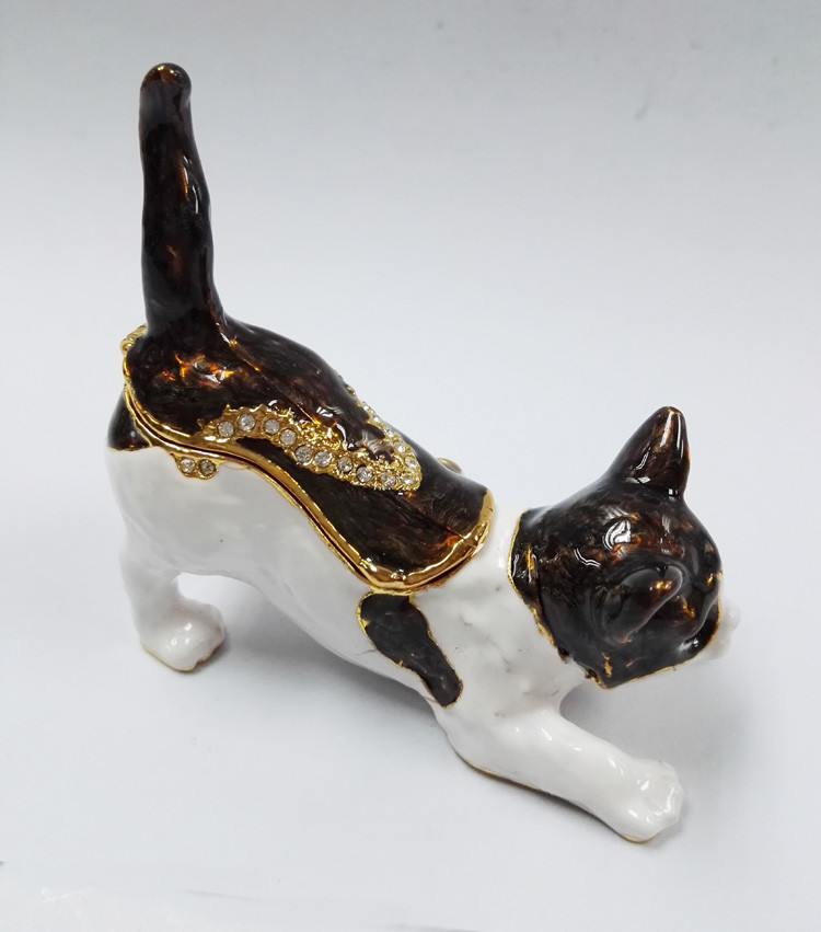 Promotional custom cat animal jewelry box metal cat trinket boxes cat shaped jewelry boxes