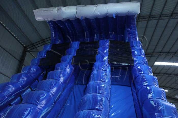 Long Commercial Inflatable Water Slides , Blue Crush Double Lane Water Slide