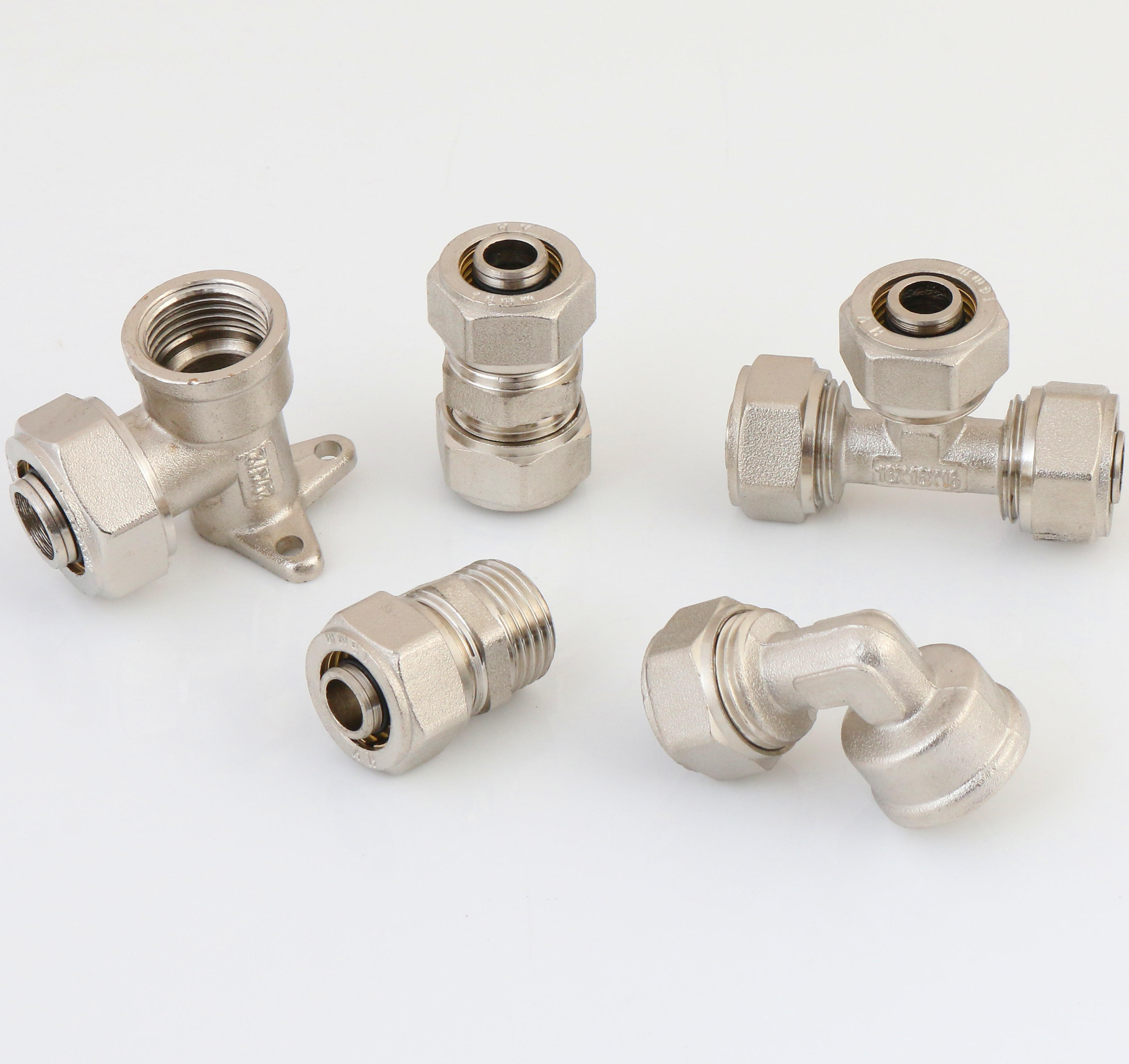 brass compression pex pipe fittings Wallplate Elbow Female with plated for pex-al-pex pipe fittings