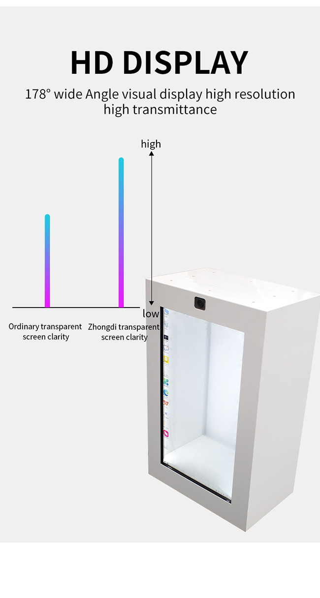 Android OS See Through LCD Transparent LCD Display Cabinet WiFi Connectivity