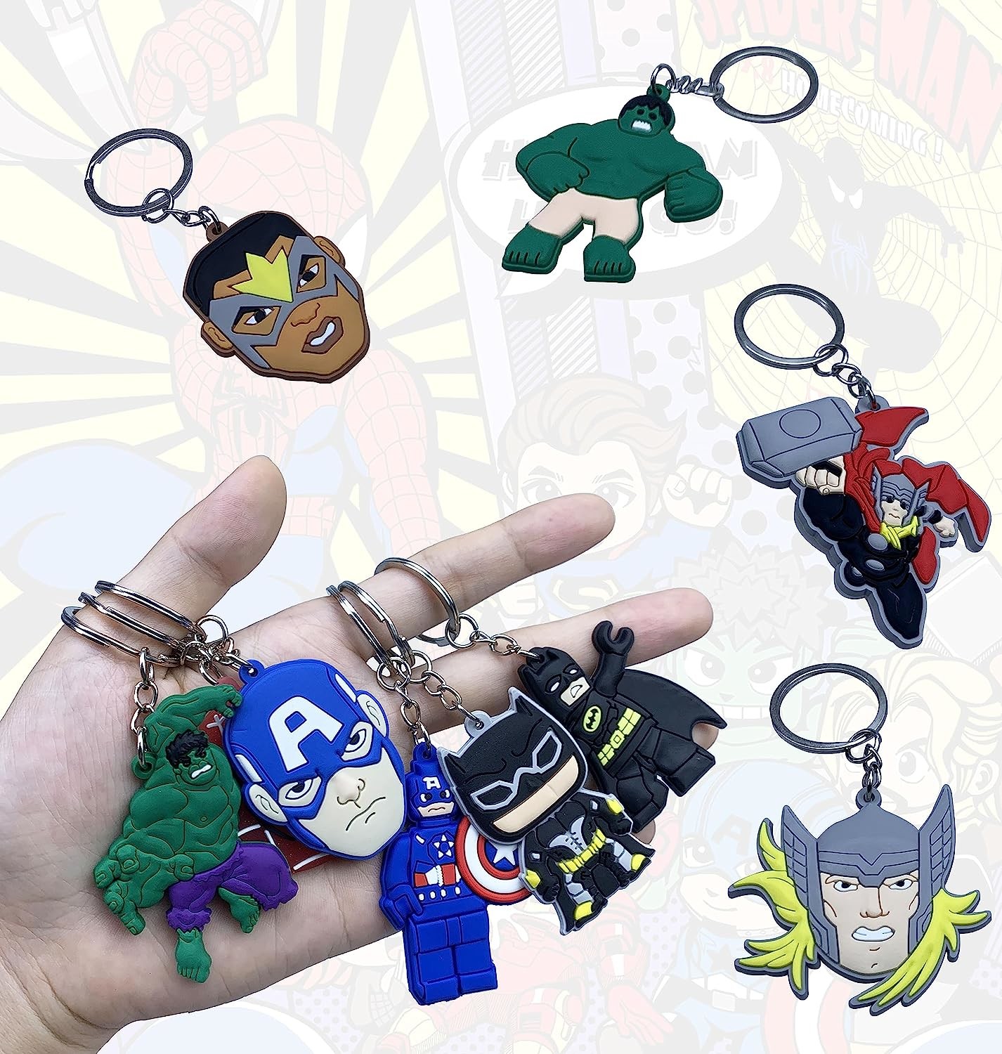 Cartoon Keychains Key Goodie Bag Stuffer Christmas Gift Holiday Charms Kids Birthday Party Favors School Carnival