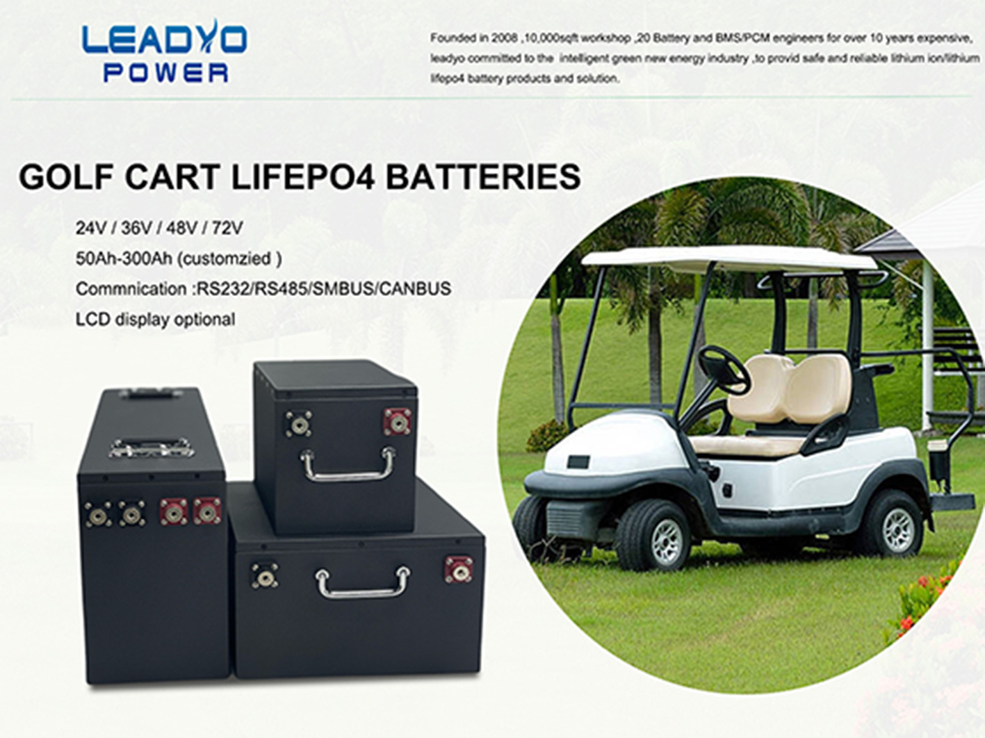 High Current 48V 200A Golf Cart Lifepo4 Battery Rechargeable With BMS