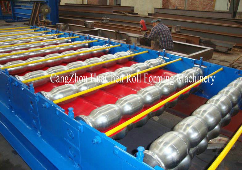 Solid Steel Shaft Metrocopo Roof Glazed Tile Roll Forming Machine With 15 Rows