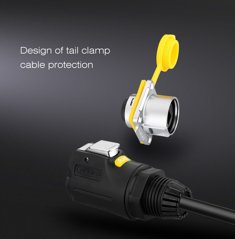 Black Plastic RJ45 Connecter Cat5e Outdoor Waterproof Ethernet Cable PBT Plug Hot sale 8 Core Connector For Signal