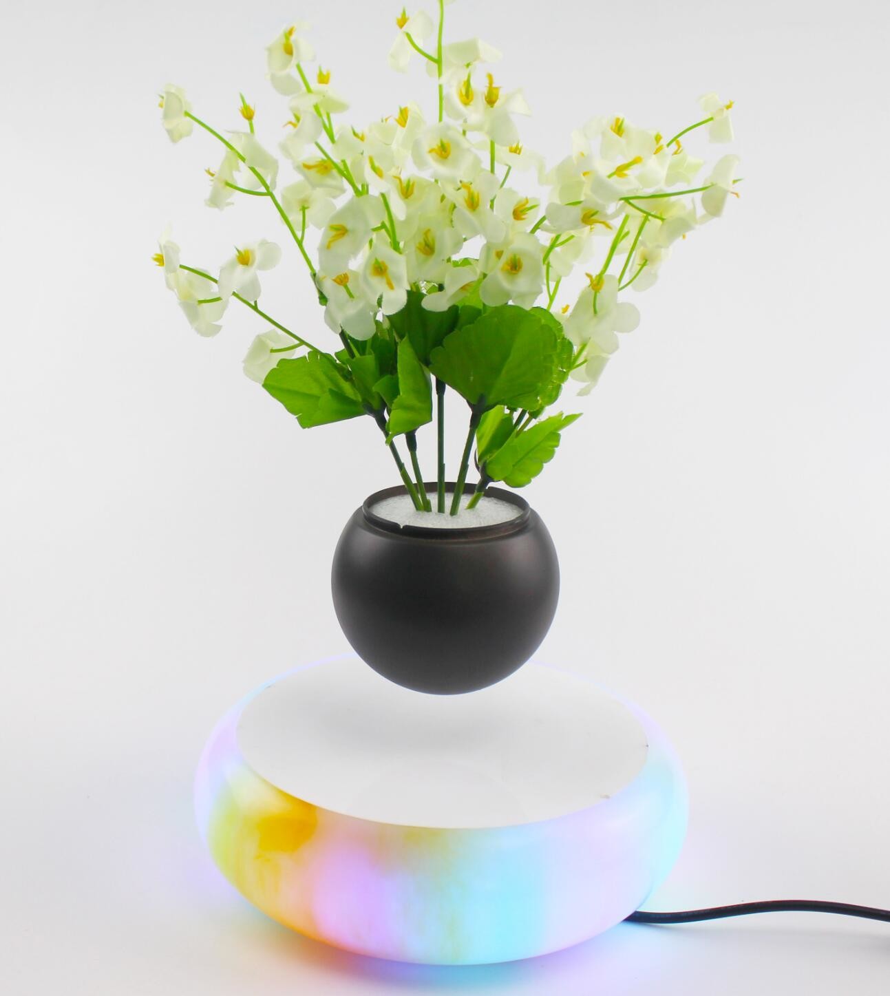 colorful led light magnetic levitation air bonsai plant pot tree succulent