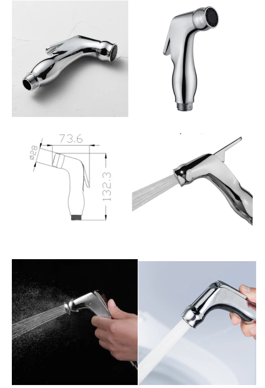 Plastic ABS Electroplated Pressurized Spray Gun For Toilet Companion Purifier Nozzle