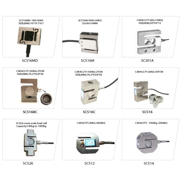 S-Type Load Cell 2kg 5kg 10kg 20kg 30kg 50kg for Force Measurement Cable Length 0.8mm x 0.5m Push Pull Sensor