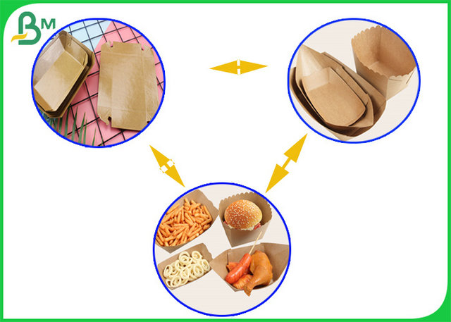 300g foodgrade oilproof Brown kraft PE Coated paper for Lunch box or Tray