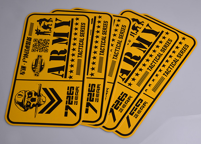 Print yellow and black color outdoor UV resistant army tactical series advertising stickers decals custom