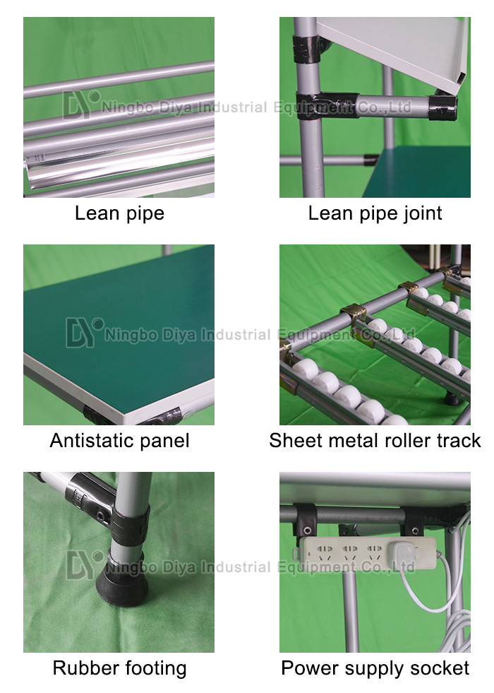 Silver Gray Production Industries Workbench , Polished Surface Assembly Line Worktable