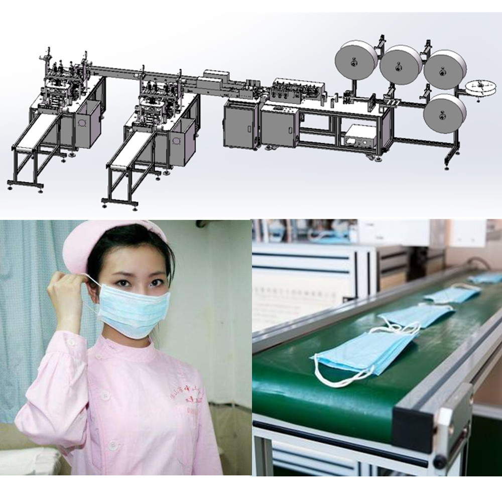 Light Weight Disposable Non Woven Mask Making Machine System 3 Layer Blue Color