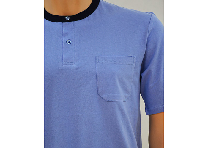 Mens Cotton Jersey Round Neck Tee Short Pants Pyjamas Set Summer Pyjamas