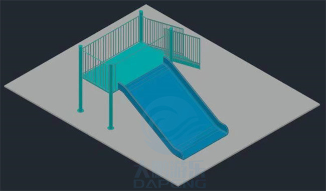 1.5m High FRP Swimming Pool Water Slide Family Blue Water Slide Anti Rust