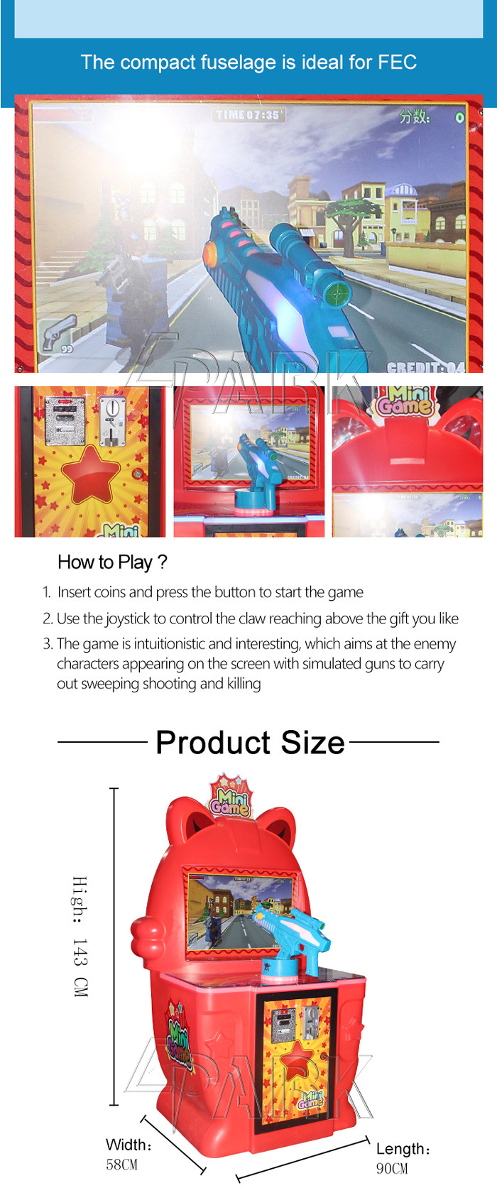 Children Arcade Gift Game Gun Shooting Arcade Machines For Amusement Park