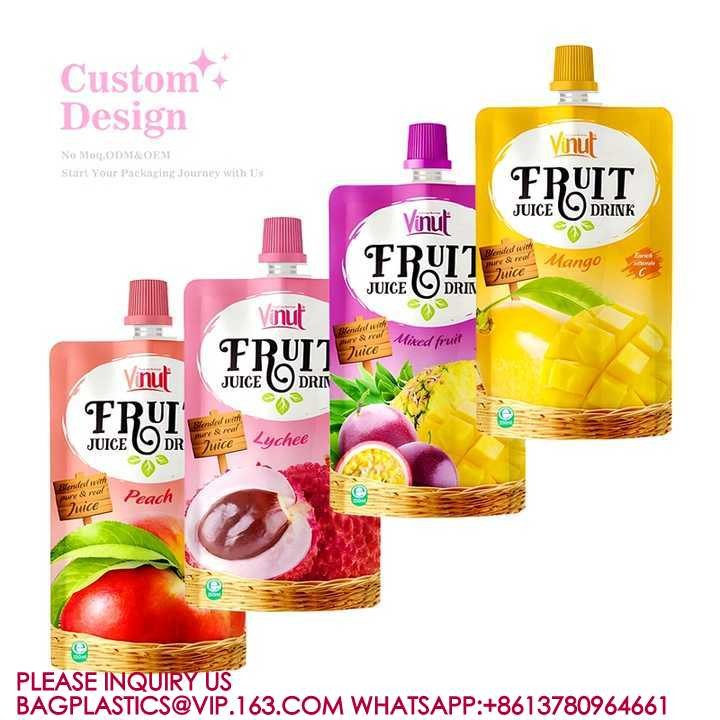 Eco Transparent Travel Bag Custom Beer Beverage Food Grade Transparent Clear Spout Pouch