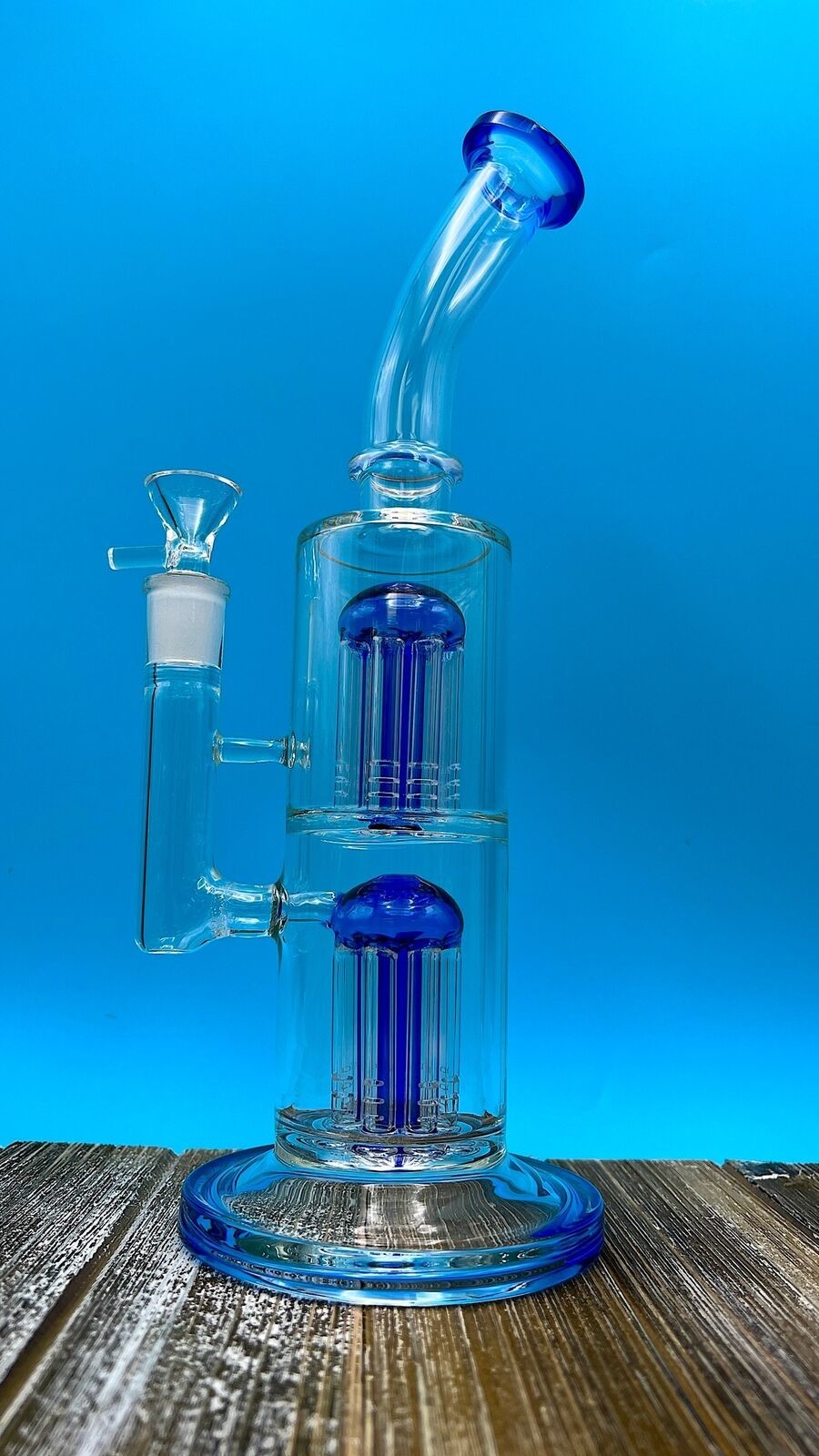 10" Recycler Glass Water Bongs With Blue Bowl And Percolator 400g