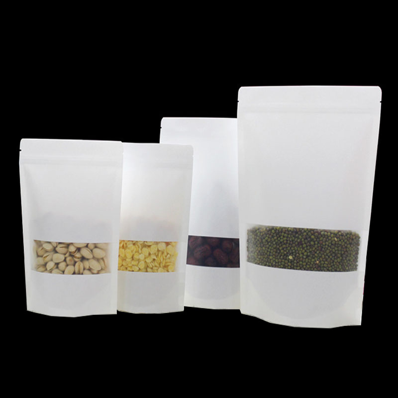 Kraft Paper Bags With Your Own Design And Window And Heat Seal And Zipper Top