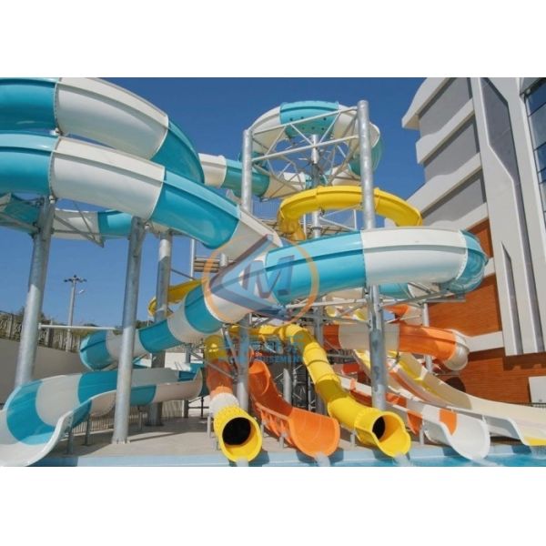 FRP Spiral Water Pool Slide Durable Spiral Body Water Slide For Adults
