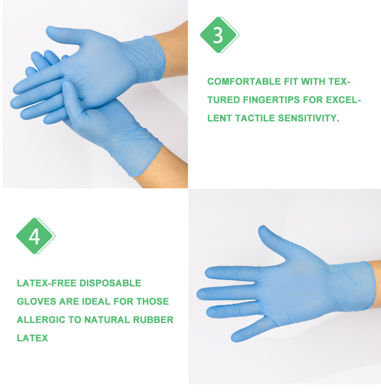 Multipurpose Anti Bacterial Surgical Medical Use Wash Examination Safety Disposable Nitrile Gloves for Hospital