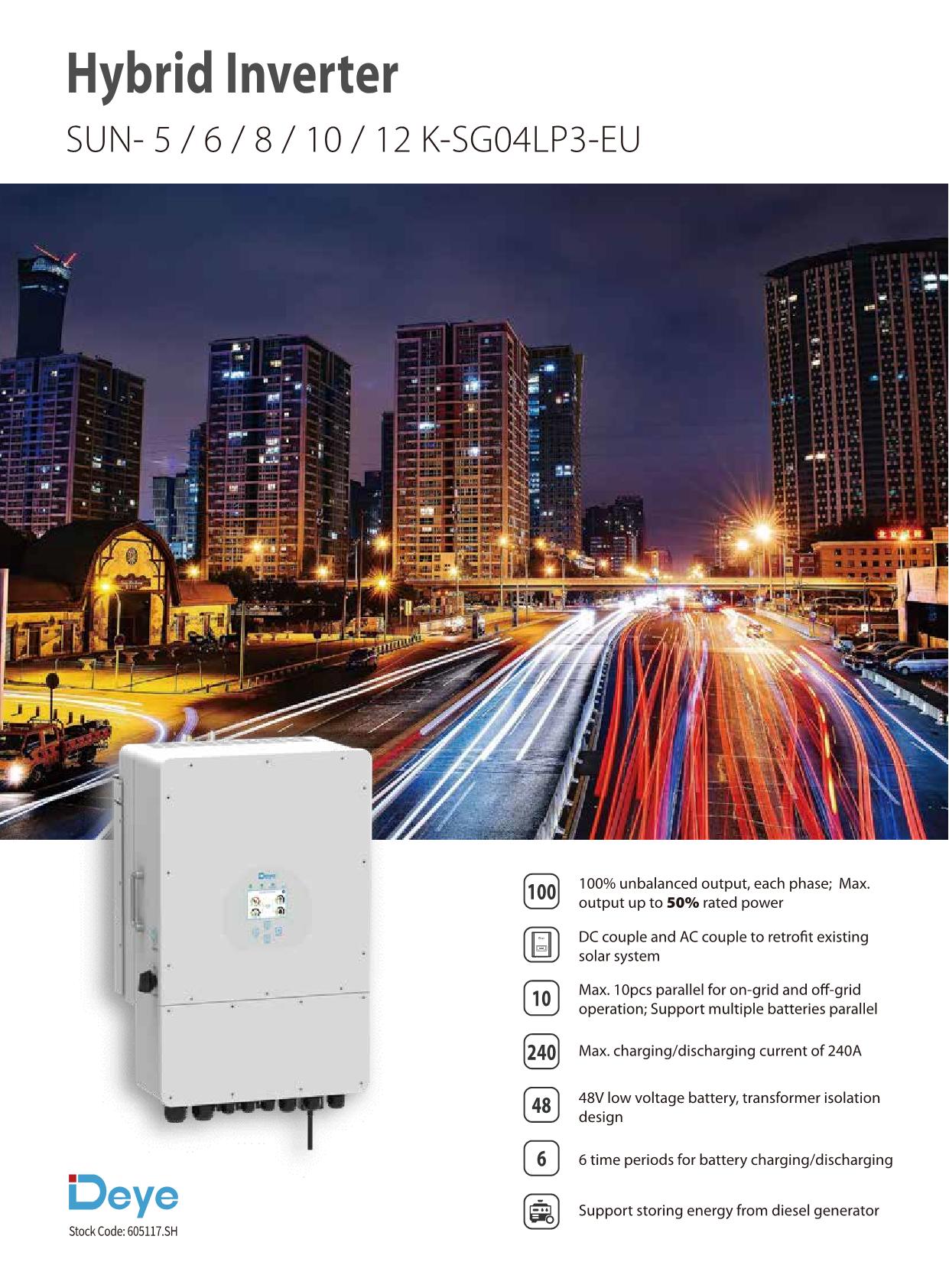 8kw 2 Mppt Solar Inverter IEC Three Phase Hybrid Inverter With Battery Storage