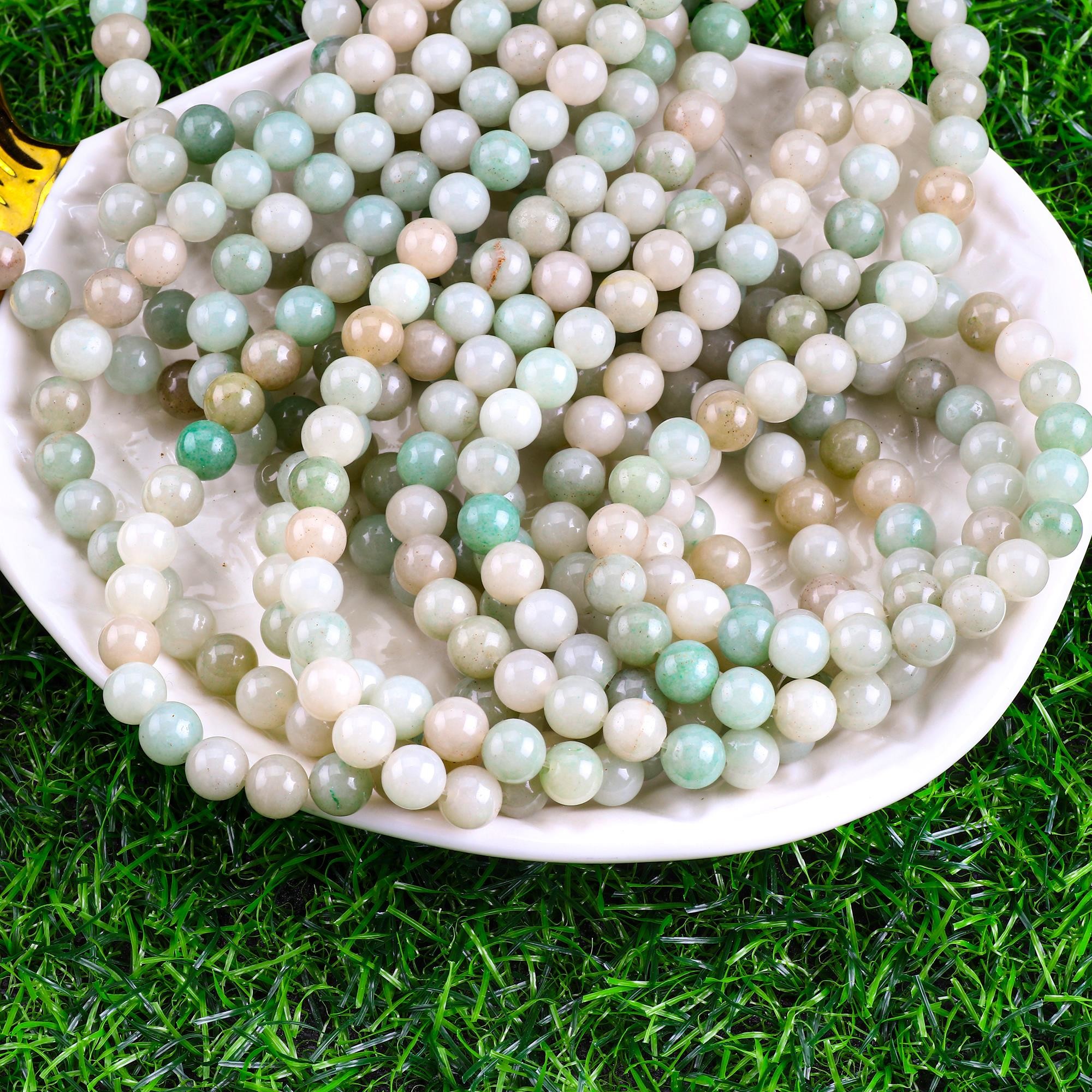 She Tai Jade Round Bead Natural Crystal Gemstone Different Bead Size Loose Bead Strands for DIY Jewelry Making