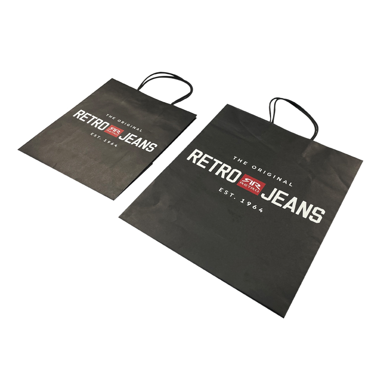 Black Luxury Custom Printed Paper Bag With Handle Eco Friendly Biodegradable