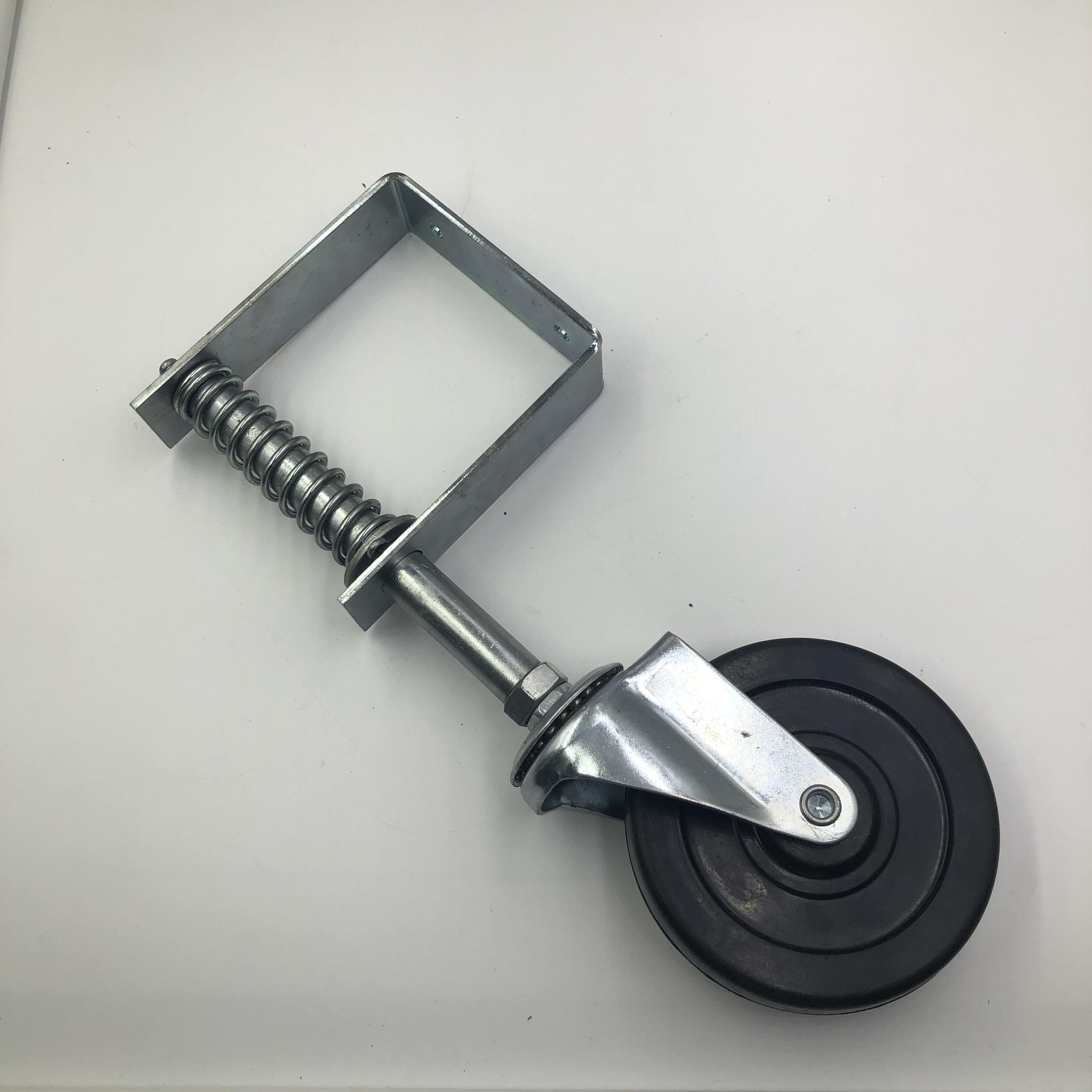 House Outdoor Garden Fence Gate Wheel in Black Powder Coated Metal Sliding Design
