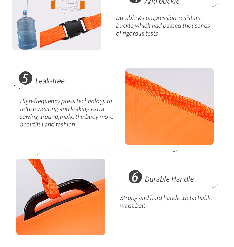Highly Visible Lightweight Swim Safety Buoy Inflatable Floating Dry Bag Tow Float for Open Water Swimmers