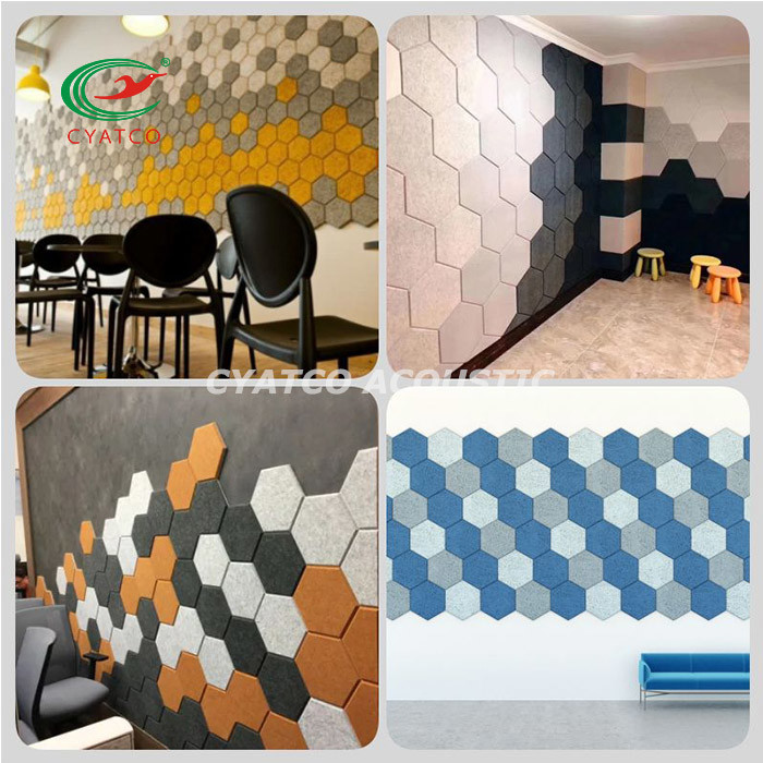 Durable Flexible Hexagon PET Acoustic Panels For Studio