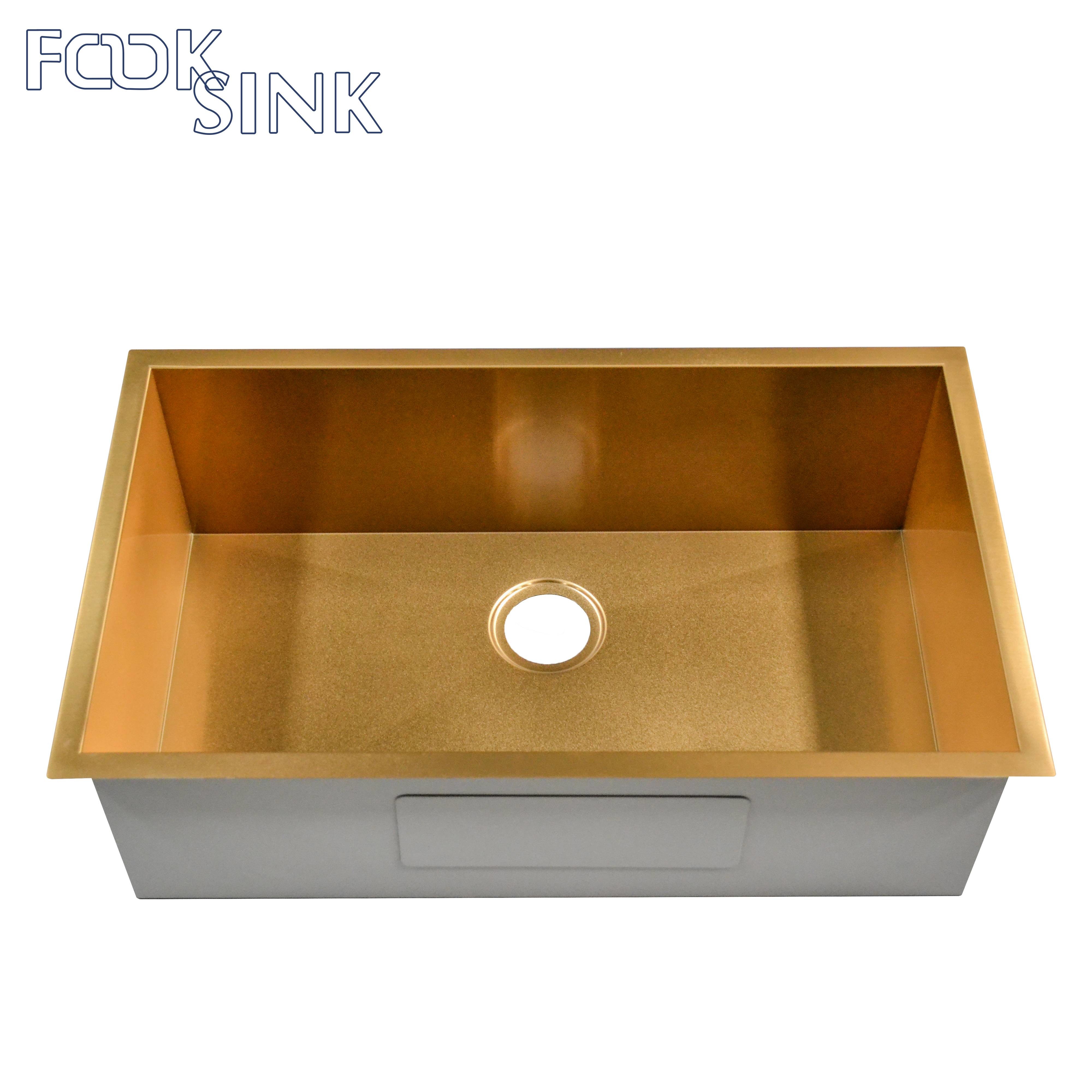 18 Gauge Flush In PVD Stainless Steel Sink Square Valve Drainer