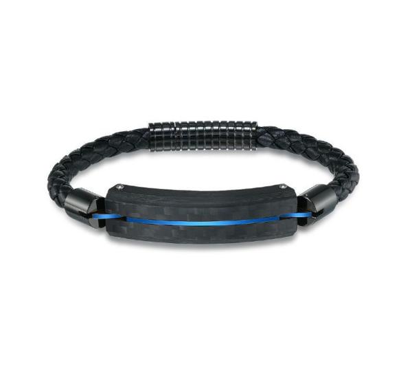 Men's Carbon Fiber Tantalum Bracelet Braided Flower Leather Rope Hand Rope