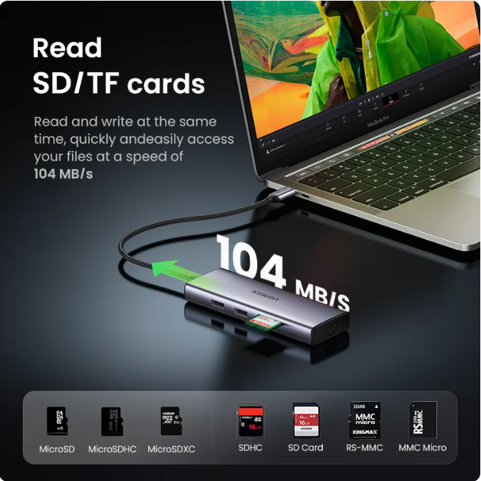 USB C Hub with 4k/HDMI ,9-in-1 USB C to Ethernet Adapter, 5Gbps USB-A 3.0 Docking Station,PD 60W Charging, SD Card Reader