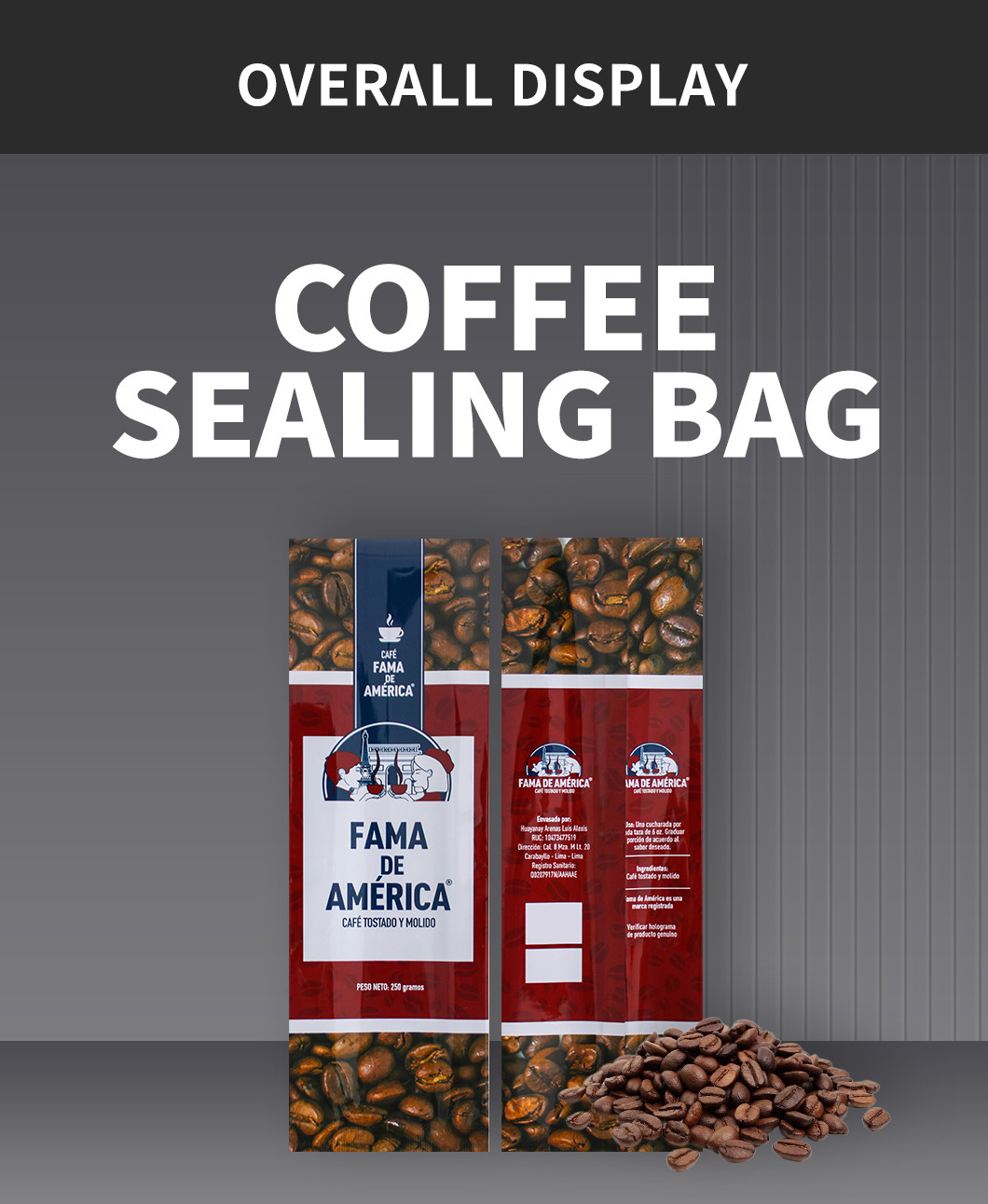 Oem Coffee Packaging Bags Customize 250gr With Valve And Zipper