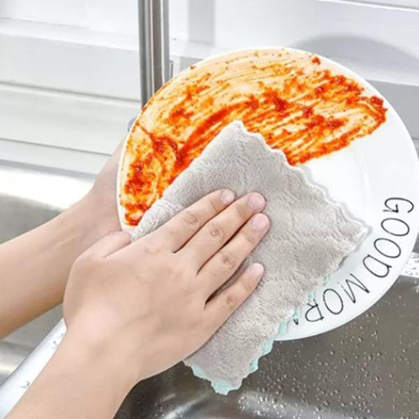 Bibulous Coral Velvet Bulk Kitchen Supplies Ultra Absorbent Microfiber Dish