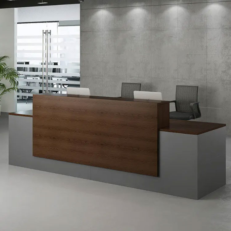 2.4M Office Reception Desk Grey Wooden Hotel Front Desk Counter