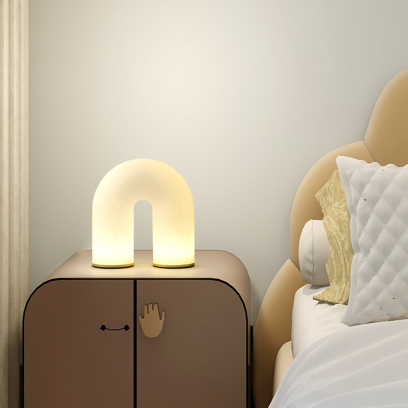 JYLINGHTING Modern Luxury LED Lamp Creative U-Shaped Glass Chandelier Remote Control Adjustable Height For Indoor Ceiling Room Modern Pendant Light