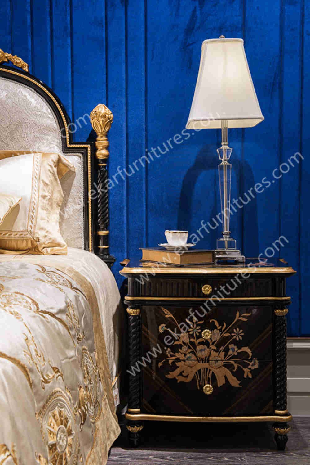 kingbed Furniture for bedroom modern royal luxury master wooden bed TA-028