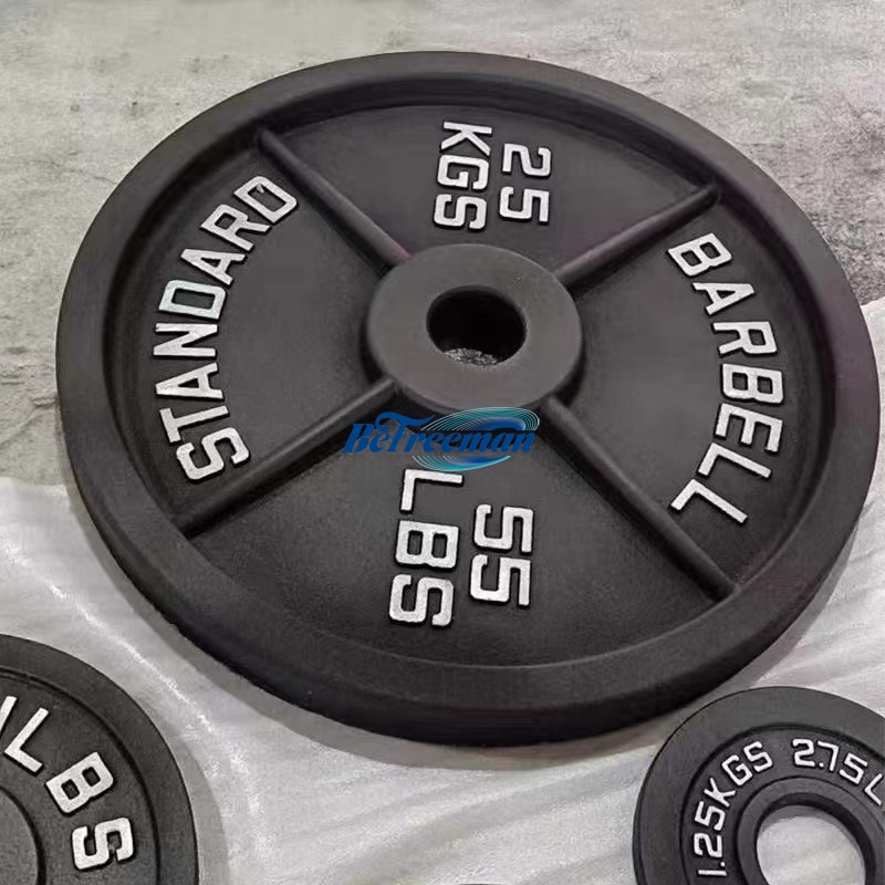 Gym High Quality Four Rib Cast Iron Barbell Weight Plates for Gym in LBs/KGs (Bulk Production)