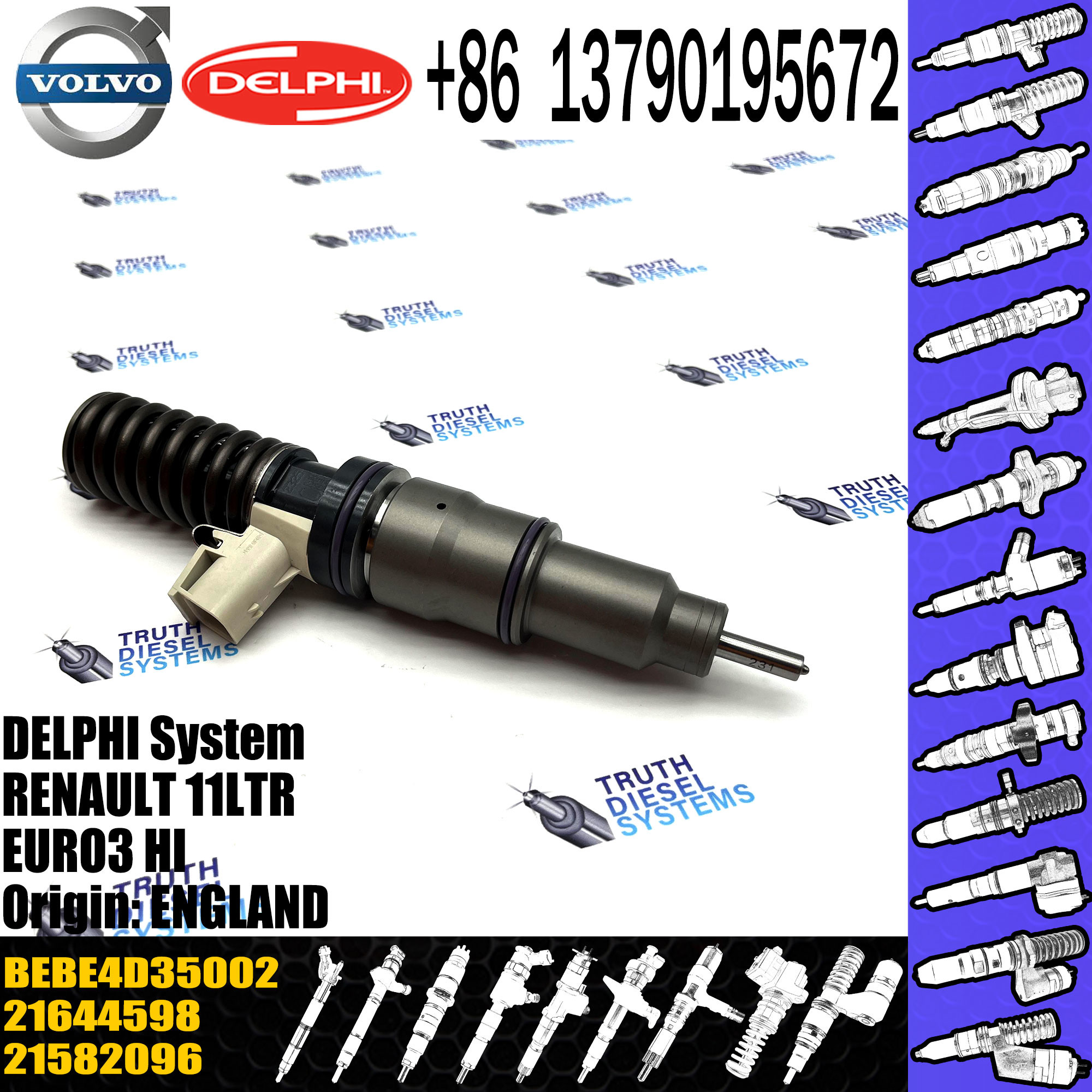 Diesel Fuel Injector BEBE4D35002 7421028880 74221644598 21582096 For 11LTR EURO3 HI