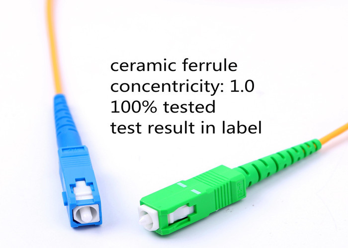 Yellow 3.0mm SC To SC Single Mode Fiber Optic Patch Cord