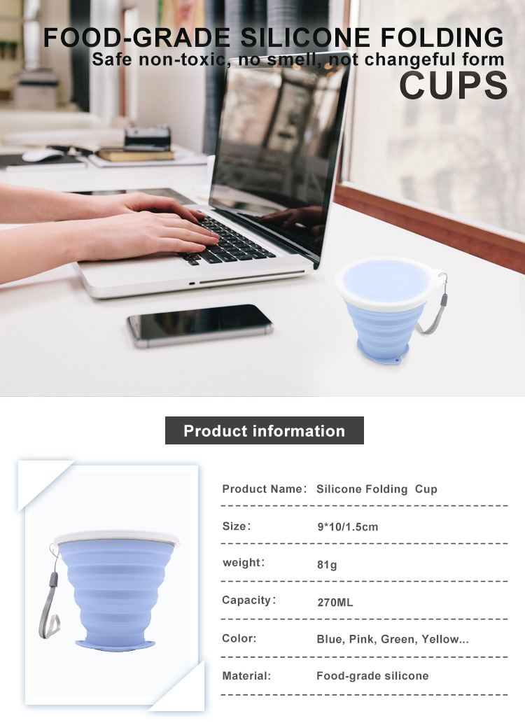 LFGB Standard 81g 270ML Collapsible Silicone Coffee Cup