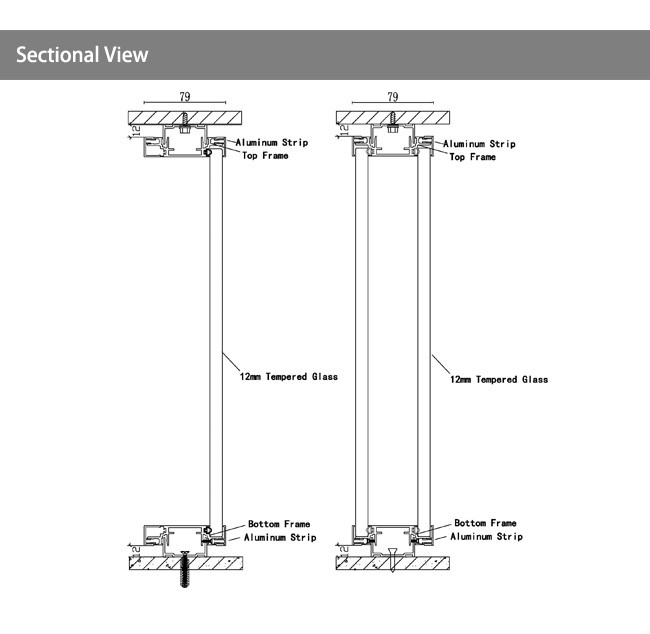 Commercial Office Glass Partition Wall System 42db - 45db Sound insulation