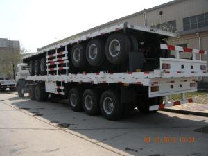 Buy cheap 40ft Three Alxes Heavy Duty Semi Trailers Flatbed Truck With 14mm Upper Thickness product