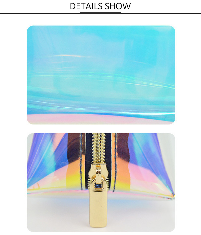 Eco Friendly Transparent Travel Holographic TPU Cosmetic Bag With Zipper